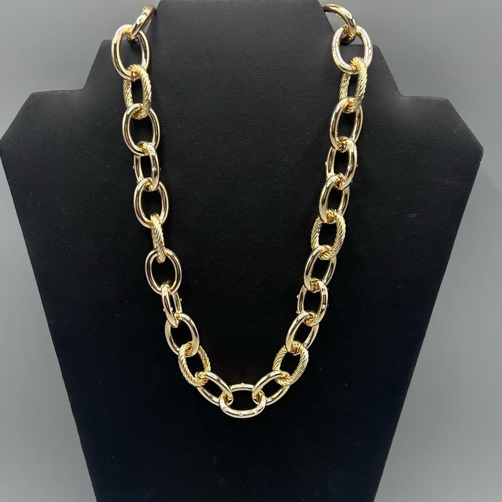 J. Crew Gold-Tone Crystal Chain Link Statement Necklace NWT